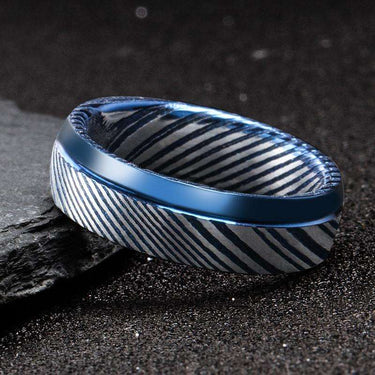 Buy Blue, Black & Silver Stainless Steel Jagged Edge Band Ring Online |  INOX Jewelry India - Inox Jewelry India